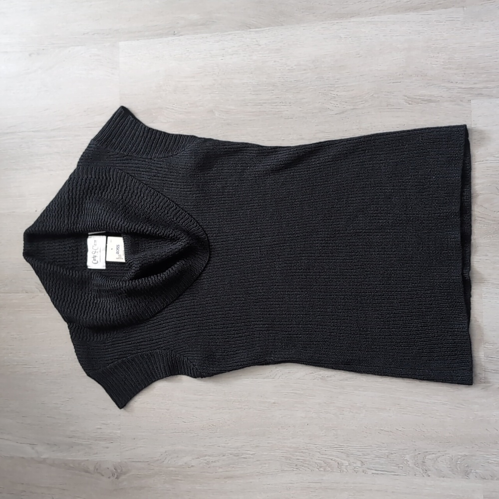 NWT Black Fold Over Collar Sleeveless Knit Top / Size XL